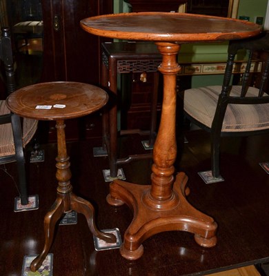 Lot 1256 - William IV circular pedestal table and reproduction inlaid wine table (2)