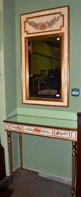 Lot 1259 - A mirrored parcel gilt painted console table with matching mirror