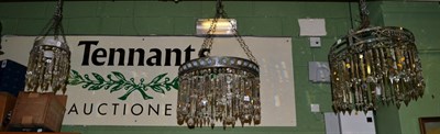 Lot 1267 - Group of three lustre drop chandeliers