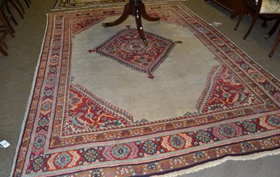 Lot 1284 - Mahal carpet, West Iran, the cream field centred by a stepped medallion framed by spandrels and...