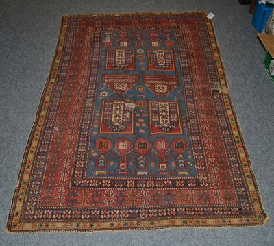 Lot 1286 - A late 19th century Shirvan rug, South East Caucasus, the green/blue field of geometric and...