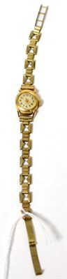 Lot 66 - A lady's 9 carat gold wristwatch on a 9 carat gold bracelet strap