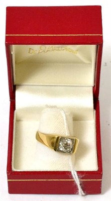 Lot 71 - A diamond solitaire ring, an old cut diamond in a square setting, to a tapering shank,...