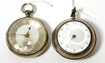 Lot 80 - A silver pair cased verge pocket watch, movement signed D Thornhill, London and a silver open faced