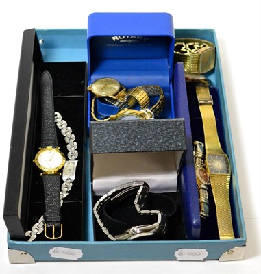 Lot 120 - A 9 carat gold Accurist wristwatch, Citizen eco-drive wristwatch, Rotary wristwatch etc