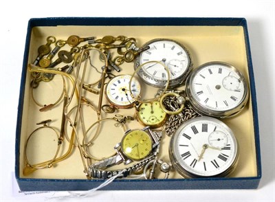 Lot 121 - Two silver pocket watches, a white metal open faced pocket watch with case back decorated with...