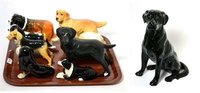 Lot 146 - Beswick Dogs Including: Fireside Labrador, 2314, black gloss, Airedale Terrier ";Cast Iron...