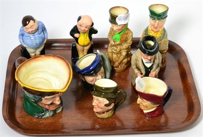 Lot 155 - A collection of Royal Doulton figures including 'Pickwick', 'Fat Boy', 'Winston Churchill',...