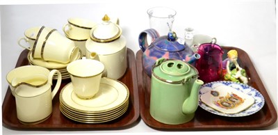 Lot 158 - A Minton St James teaset; Royal Worcester two babies figure; cranberry jug Wilfred Watson;...