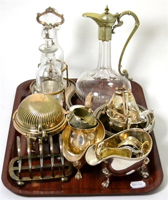 Lot 171 - A small group of silver and plated wares including a silver cream jug, silver salts, etc