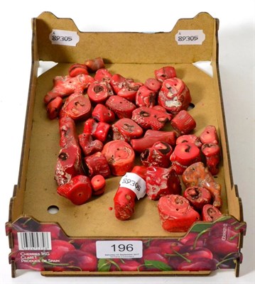 Lot 196 - A box of red coral pieces