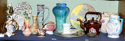 Lot 209 - A group of mixed ceramics to include Royal Crown Derby, paperweights, a pair of Shelley vases,...