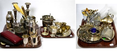 Lot 228 - A small group of silver and silver plate including a silver cream and sugar, cocktail shaker...