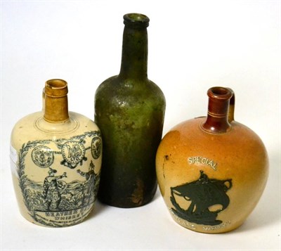 Lot 229 - Two stoneware whisky flagons; Special Highland Whisky; Heather Dew whisky; an early 19th...