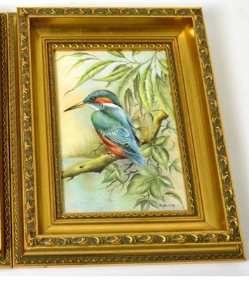 Lot 236 - A Royal Worcester plaque painted with a Kingfisher by Brian Cox