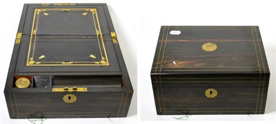 Lot 238 - A Victorian brass inlaid coromandel portable writing box