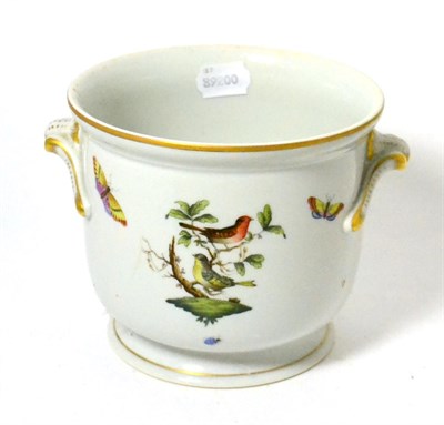 Lot 239 - A Herend porcelain cache pot decorated with birds and butterflies