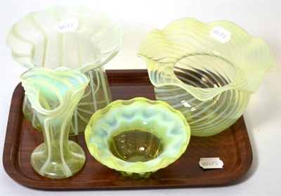 Lot 245 - A collection of vaseline glass