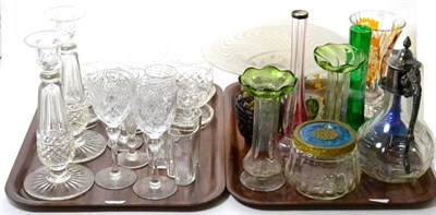 Lot 248 - Two trays of assorted glass including a pair of candlesticks, a set of Edinburgh crystal bowls,...