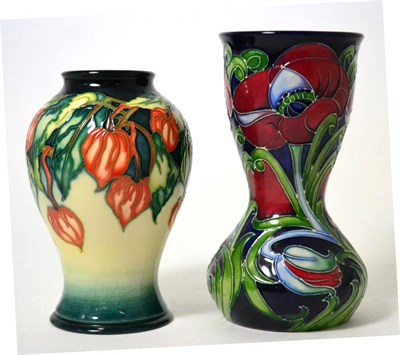 Lot 272 - A Moorcroft Chinese lantern trial vase by Nicola Slaney; and a Helen pattern vase (2)