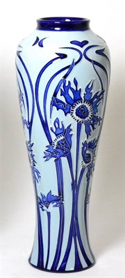 Lot 276 - A Moorcroft baluster vase, Blue on Blue, shape 121/14, dated 2000, 36.5cm high, with box&nbsp