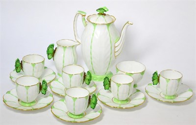 Lot 304 - A six piece Butterfly pattern Aynsley coffee service comprising of six cups and saucers, milk...