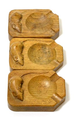 Lot 306 - Three Robert 'Mouseman' Thompson oak ashtrays