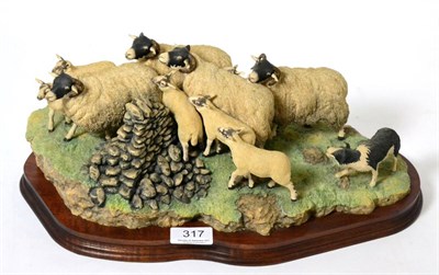 Lot 317 - Border Fine Arts 'Gathering In The Strays' (Sheep and Collie), model No. JH28 by Ray Ayres, limited