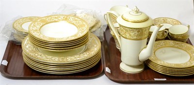 Lot 325 - A Royal Worcester embassy pattern part dinner, coffee and tea service including eight dinner...