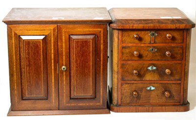 Lot 326 - A late Victorian mahogany and satinwood banded smoker's compendium, the two panelled doors...