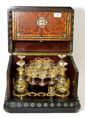 Lot 330 - A Victorian mother of pearl inlaid amboyna and an ebonised liqueur cabinet