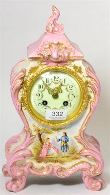 Lot 332 - A French porcelain mantle clock