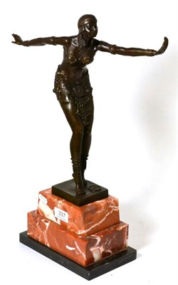 Lot 337 - A reproduction bronzed figure of a dancer, after Chiparus