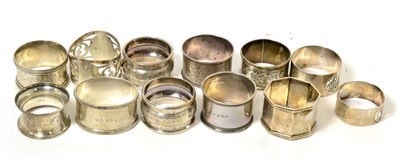 Lot 352 - A group of twelve silver napkin rings