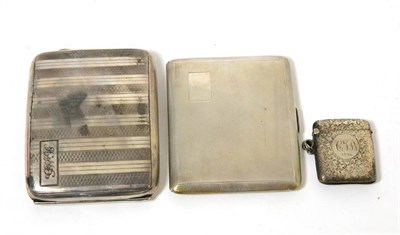 Lot 353 - Two silver cigarette cases and a silver vesta case