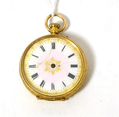 Lot 375 - A lady's fob watch, stamped '18K'