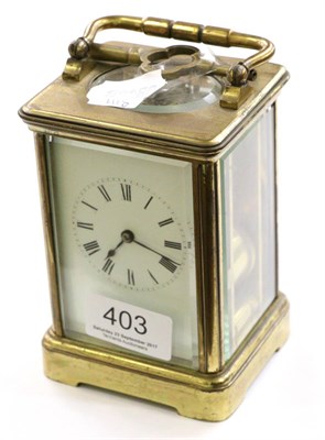 Lot 403 - A brass carriage clock