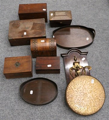 Lot 1000 - Two boxes of 19th century caddies, writing slopes, trays etc