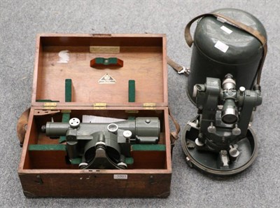 Lot 1001 - Hilger Watts No.2 microptic theodolite no.ST200-3/208998, green lacquered in steel dome case;...