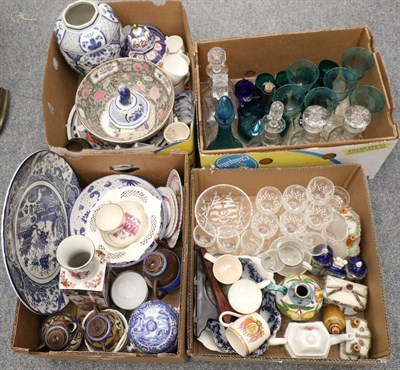 Lot 1005 - A quantity of decorative ceramics and glass 19th century and later including transfer printed...