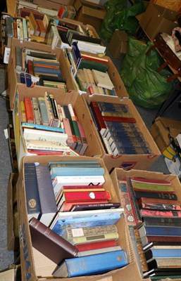 Lot 1030 - Nine boxes of books including Folio Society, reference, novels etc