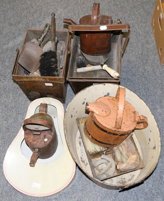 Lot 1042 - Maid's toleware buckets, bath, hot water caws etc