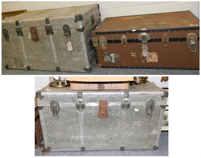 Lot 1052 - Three travelling trunks containing a quantity of glass jars