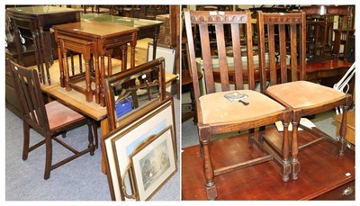 Lot 1067 - Two nests of tables; two occasional tables; small reproduction oak dresser, a part set of three oak