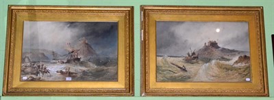 Lot 1088 - Arthur Mcarthur, a pair of coastal landscapes with stormy seas and shipwrecks, watercolour,...