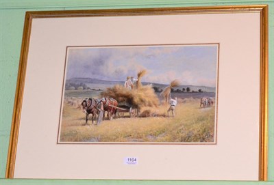 Lot 1104 - Henry Brooks, Harvesting near Salisbury, watercolour