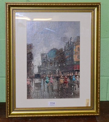 Lot 1114 - French impressionist, street scene, oil