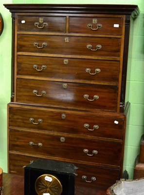 Lot 1124 - A George III mahogany chest on chest&nbsp