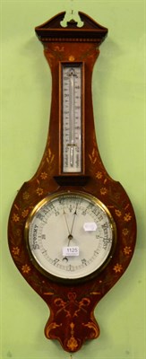 Lot 1125 - Painted mahogany wheel barometer