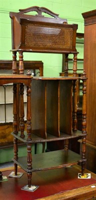 Lot 1137 - Mahogany whatnot/magazine rack, together with a 19th century mahogany toilet mirror